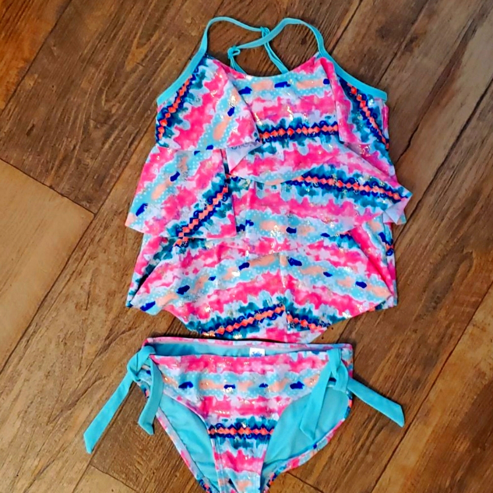 Tie dye tankini swim set